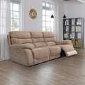 Seville Sand Fabric Electric Reclining 3 Seater Couch for living room