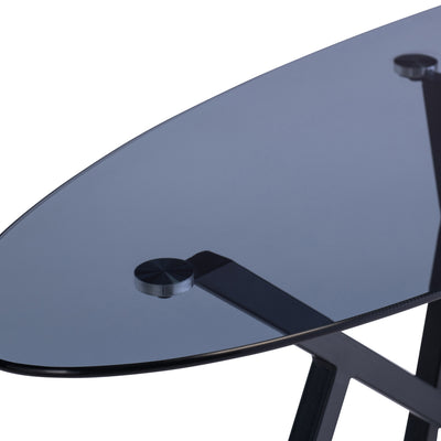 Oda Grey Tinted Oval Glass Console Table