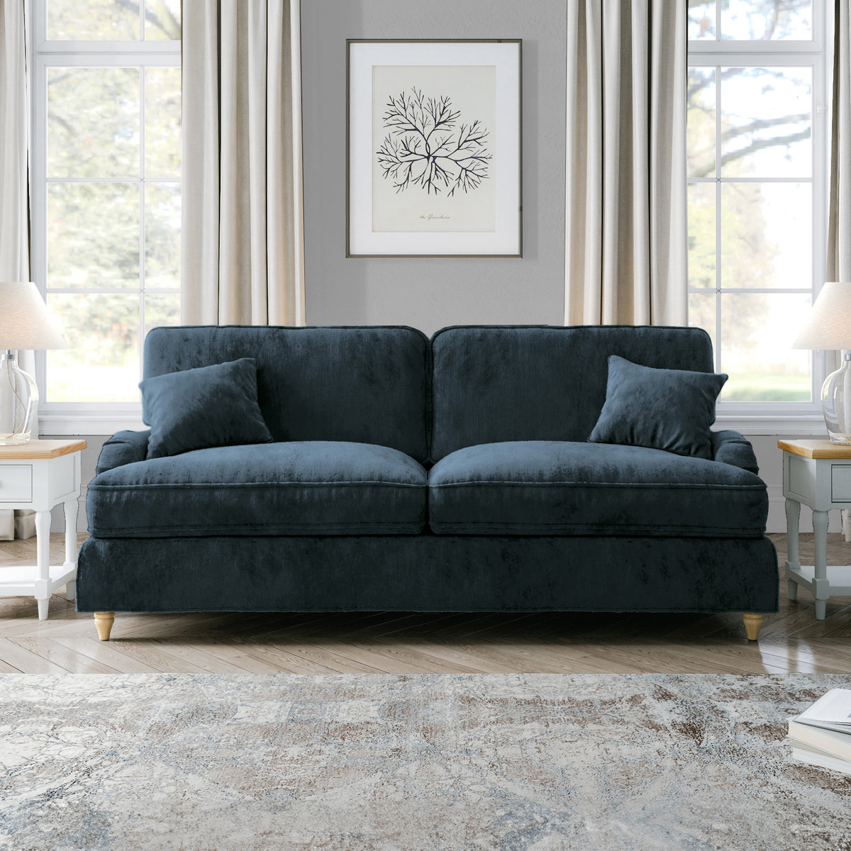 Arthur Navy Blue 4 Seater Sofa from Roseland Furniture