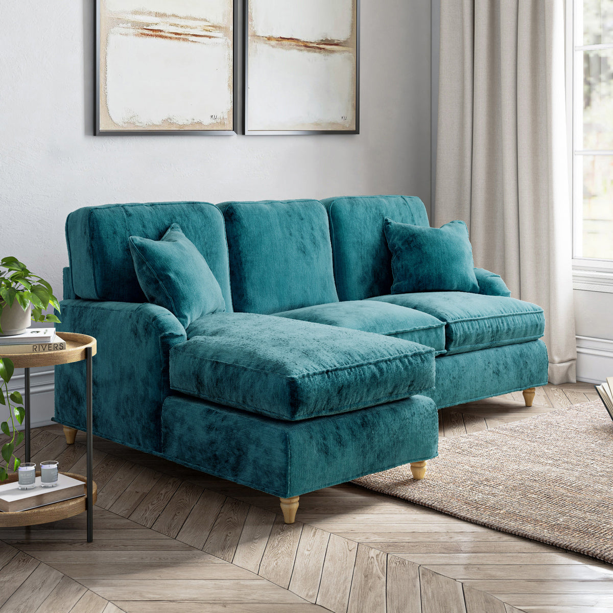 Arthur Emerald Green LH Chaise Sofa from Roseland Furniture