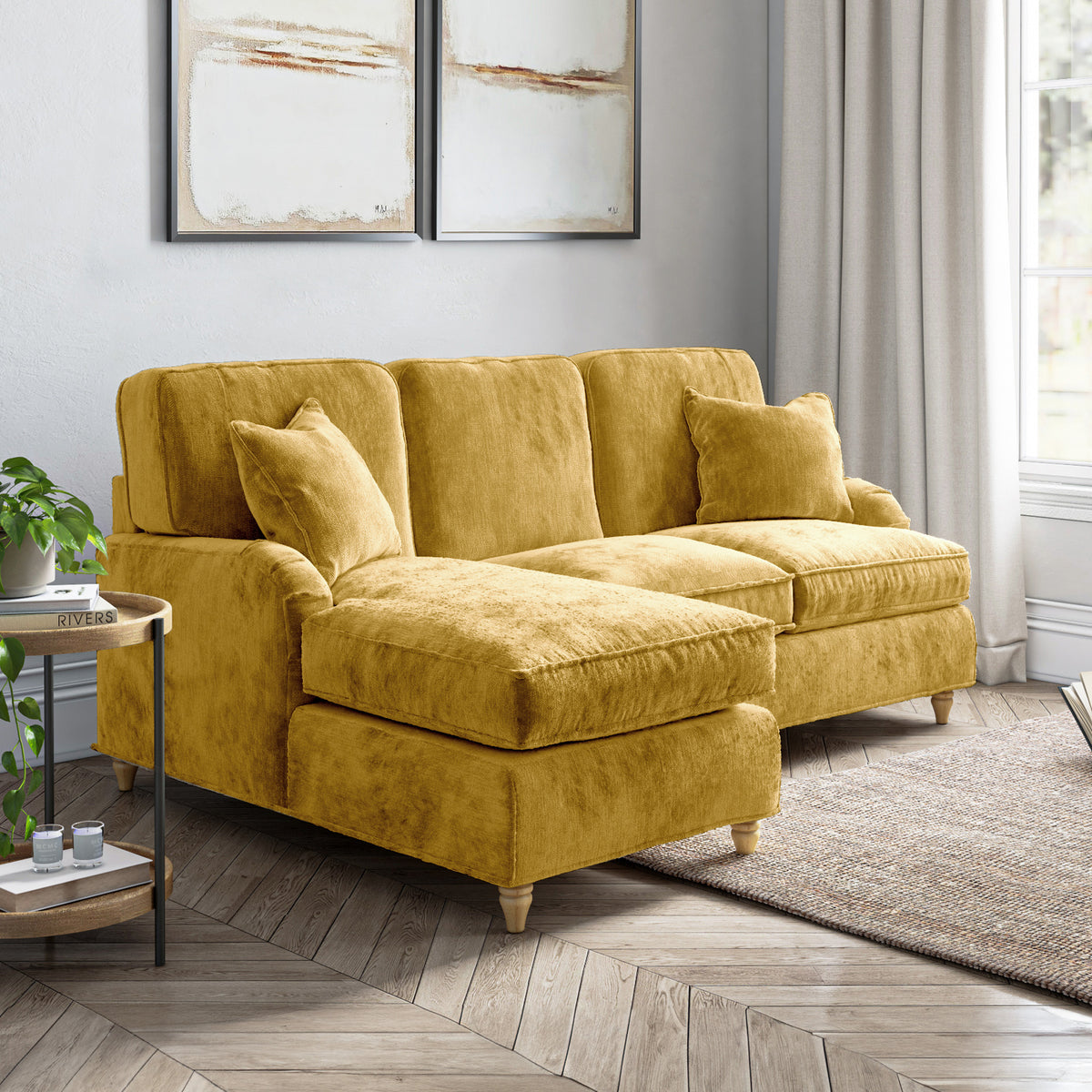 Arthur Gold LH Chaise Sofa from Roseland Furniture