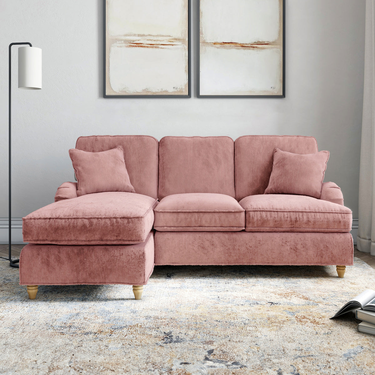 Arthur Blush Pink LH Chaise Sofa from Roseland Furniture