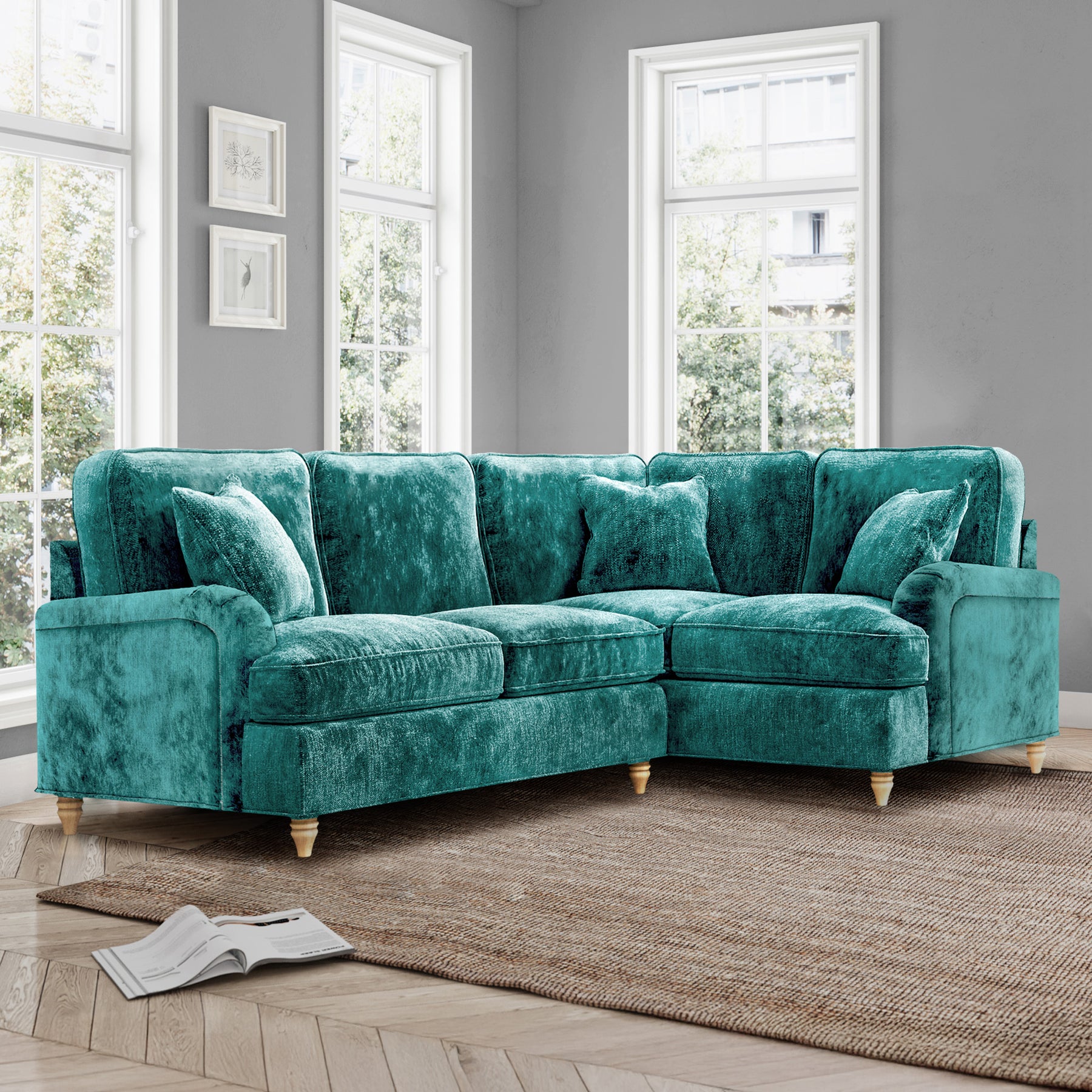 Arthur Emerald Green Corner Sofa from Roseland Furniture