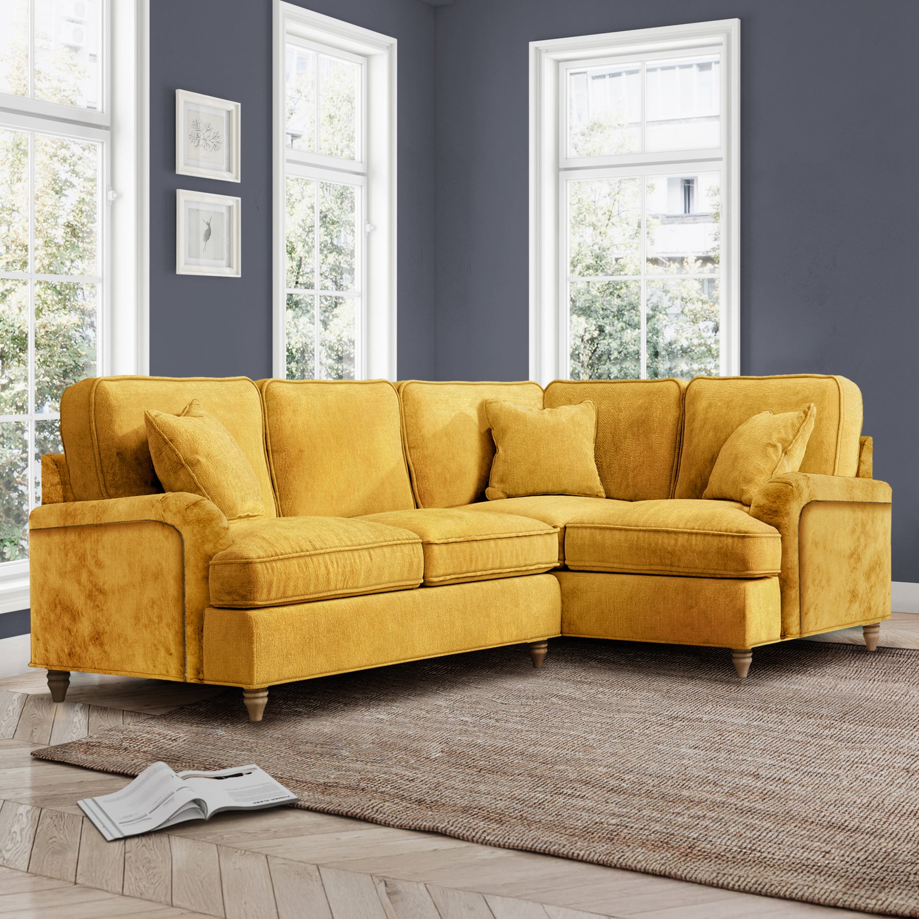 Arthur Gold Corner Sofa from Roseland Furniture