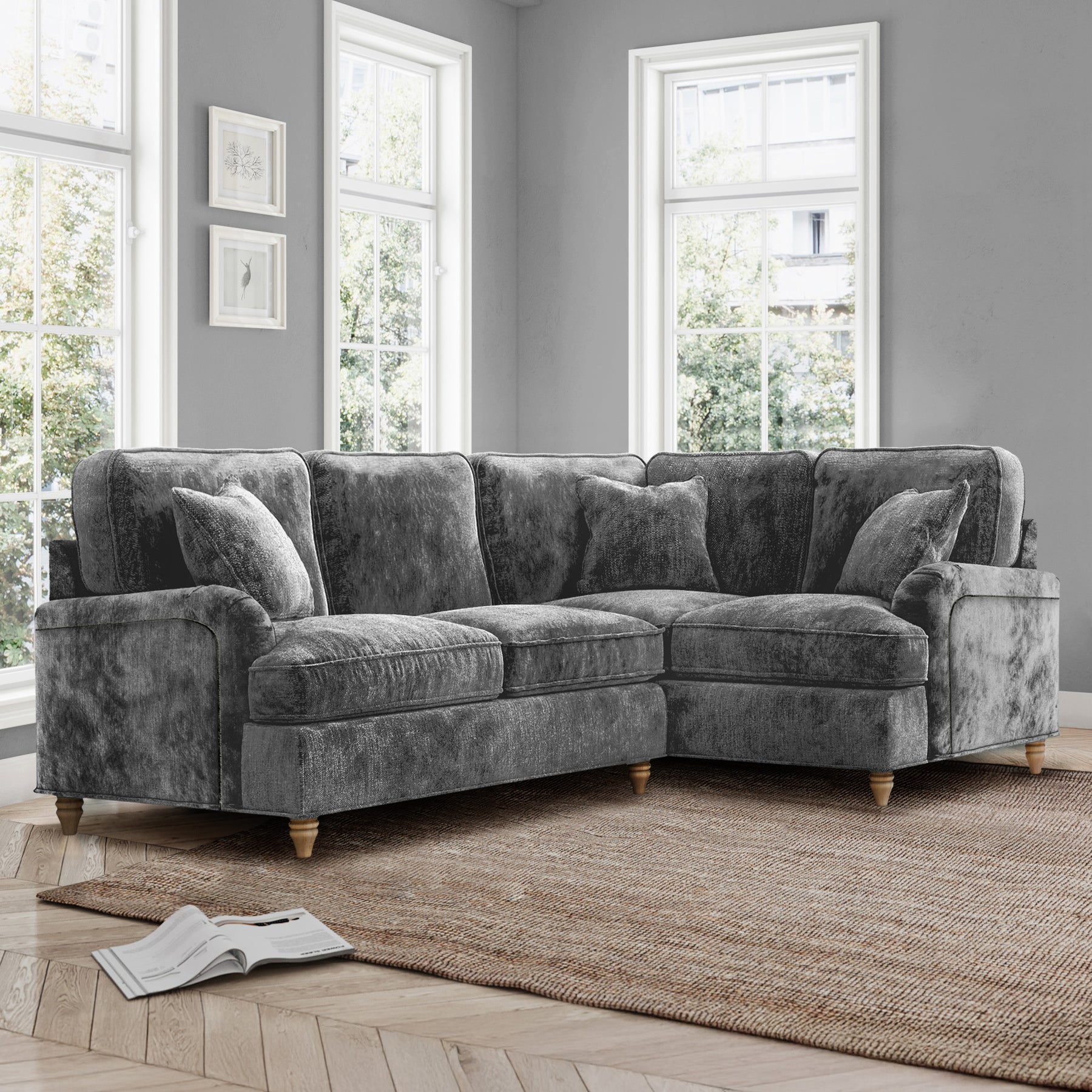 Arthur Charcoal Corner Sofa from Roseland Furniture