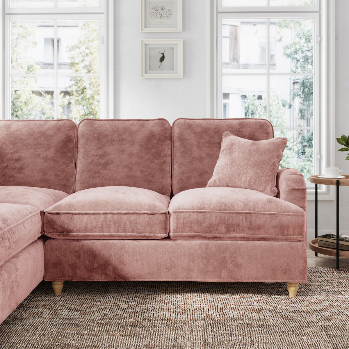 Arthur Blush Pink Corner Sofa from Roseland Furniture