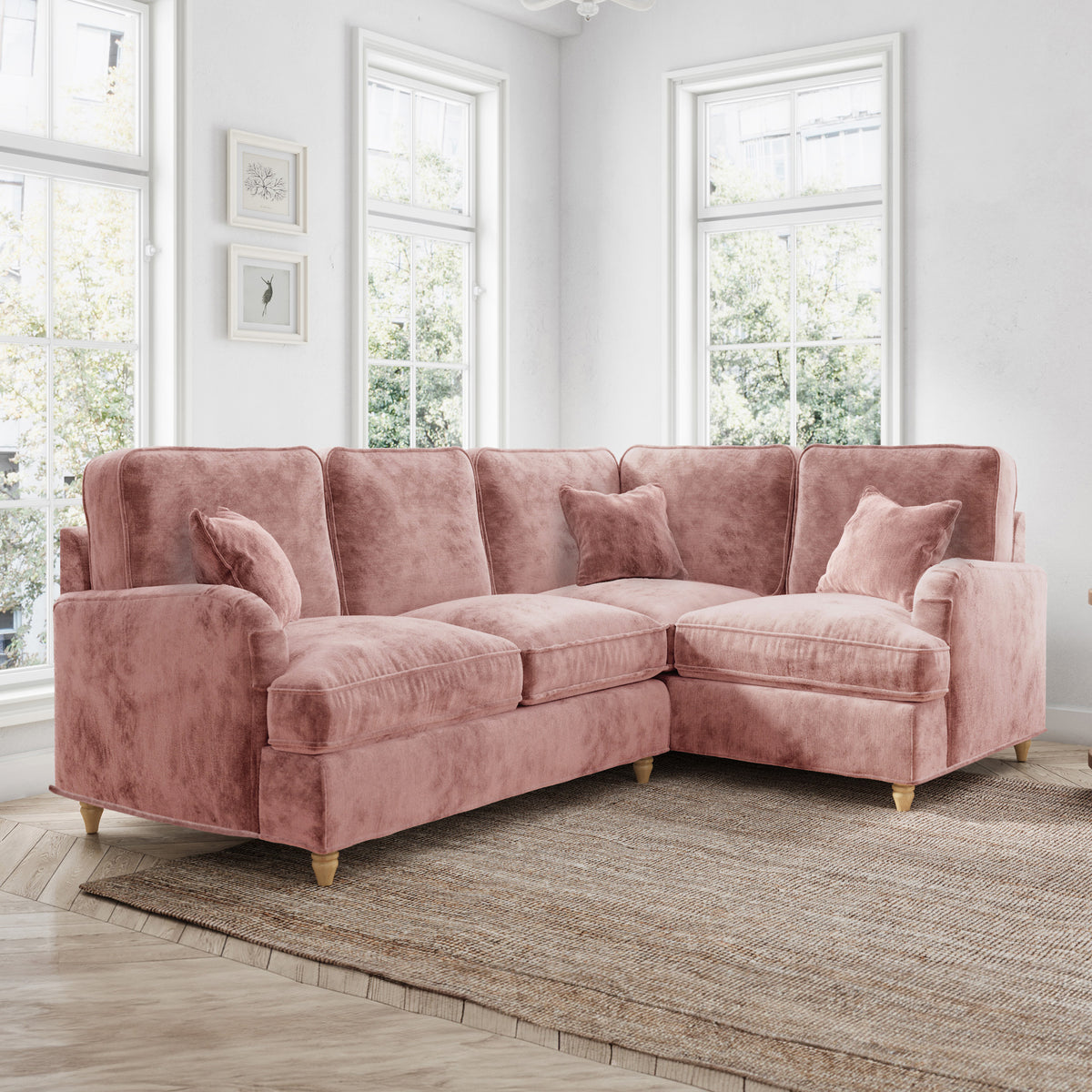 Arthur Blush Pink RH Corner Sofa from Roseland Furniture