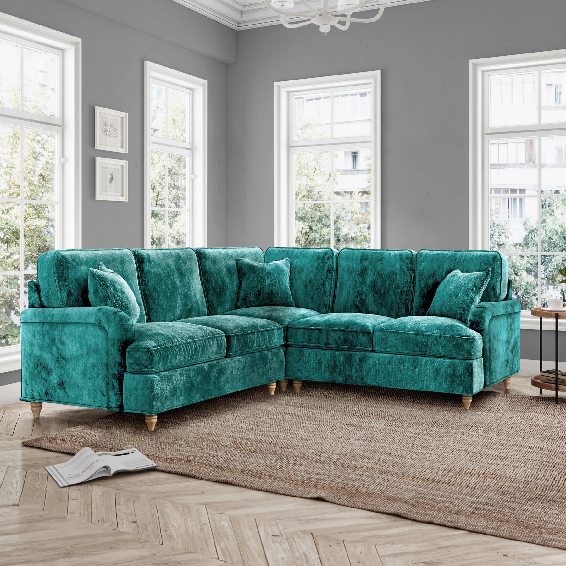 Arthur Emerald Green Large Corner Sofa from Roseland Furniture