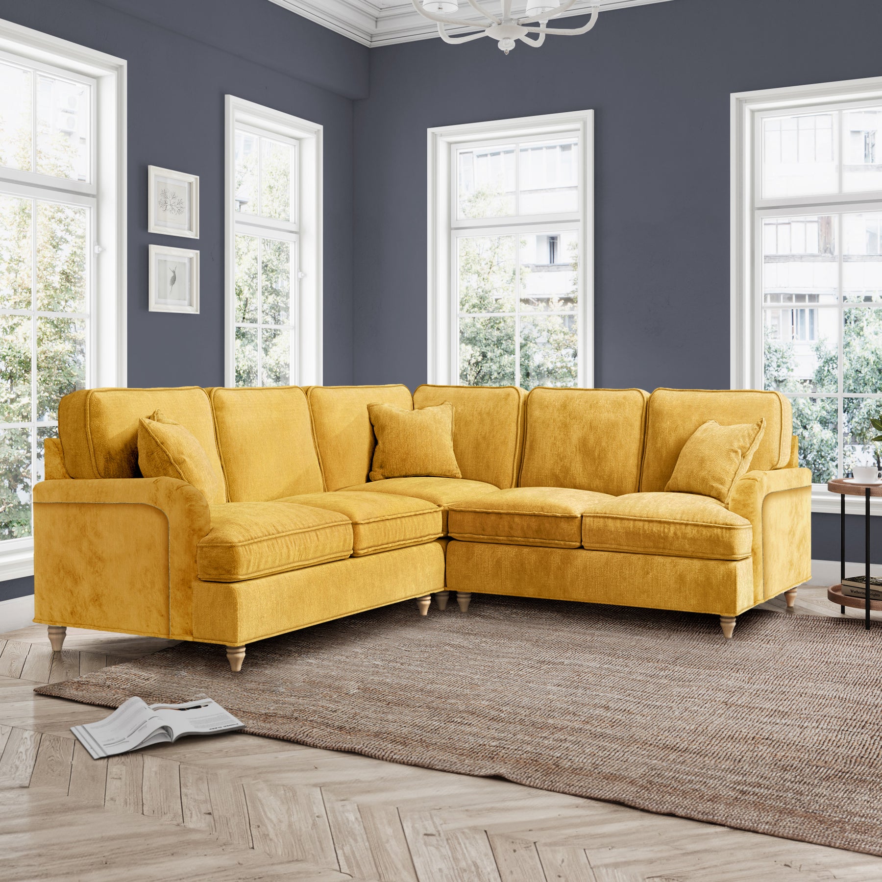 Arthur Gold Large Corner Sofa from Roseland Furniture