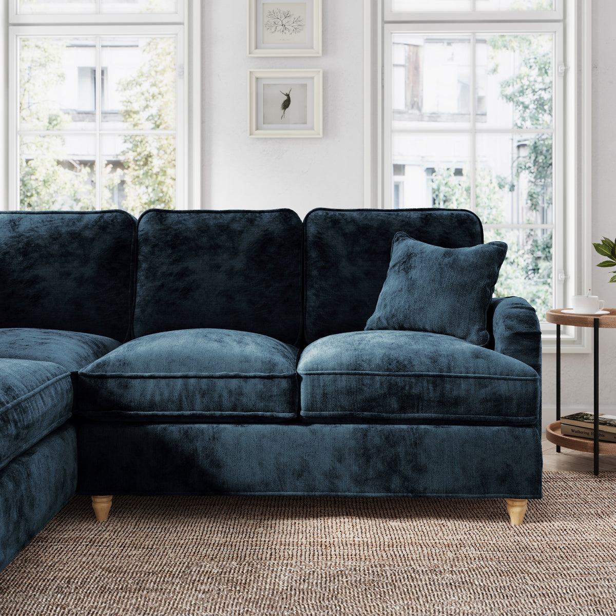 Arthur Navy Blue Large Corner Sofa from Roseland Furniture