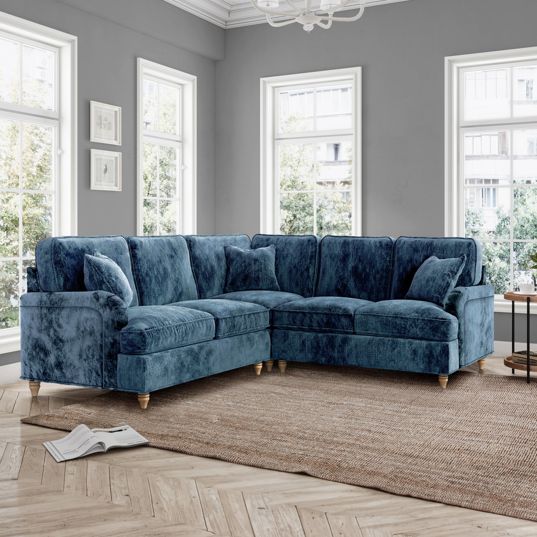 Arthur Navy Blue Large Corner Sofa from Roseland Furniture