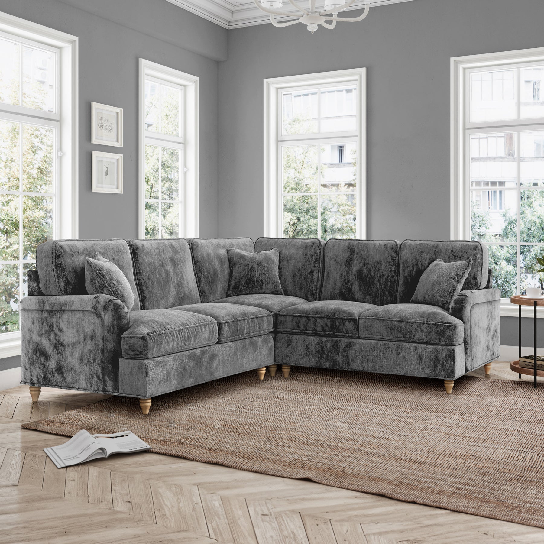 Arthur Charcoal Large Corner Sofa from Roseland Furniture