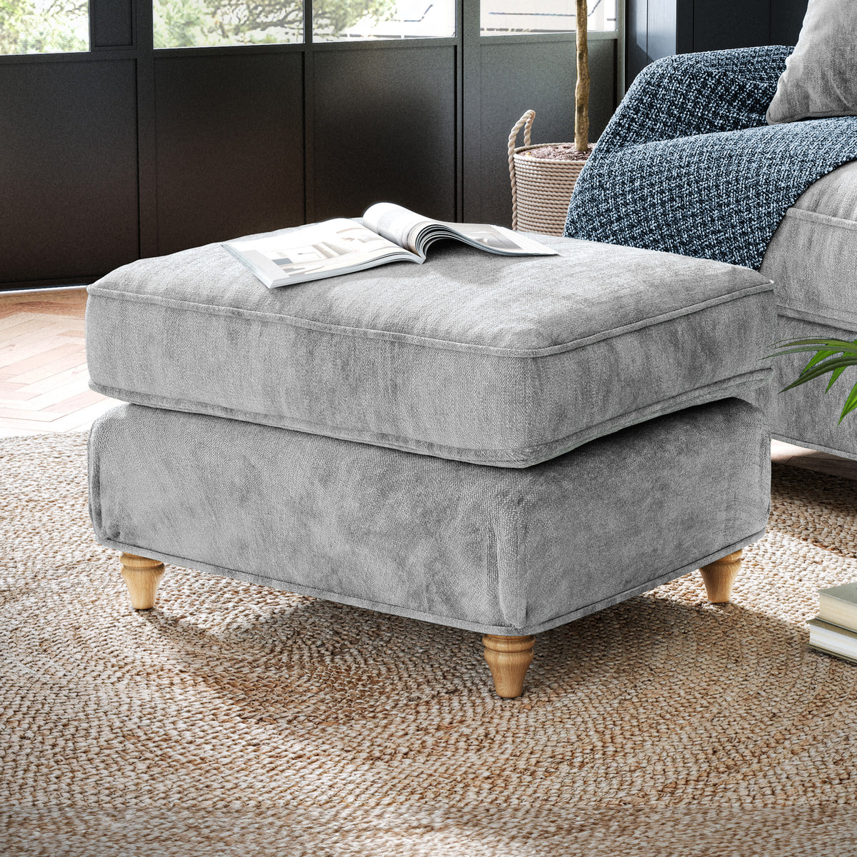 Alfie and Arthur Ice Grey Universal Footstool from Roseland Furniture