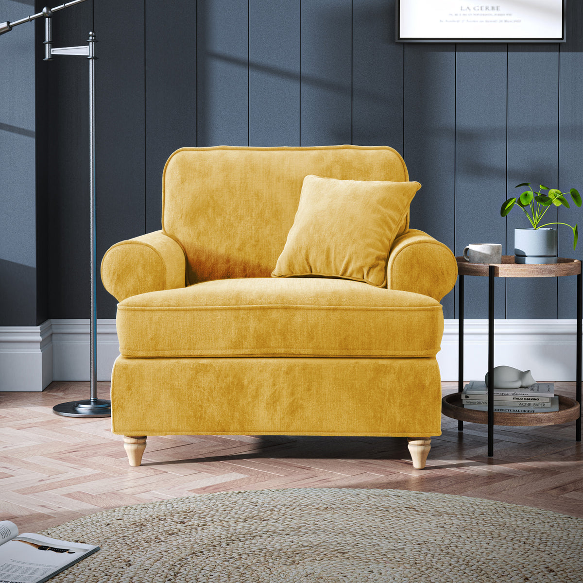 Alfie Armchair in Gold by Roseland Furniture