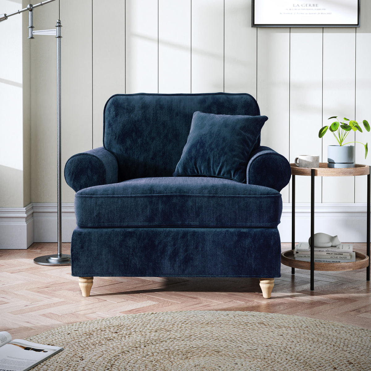 Alfie Armchair in Navy by Roseland Furniture