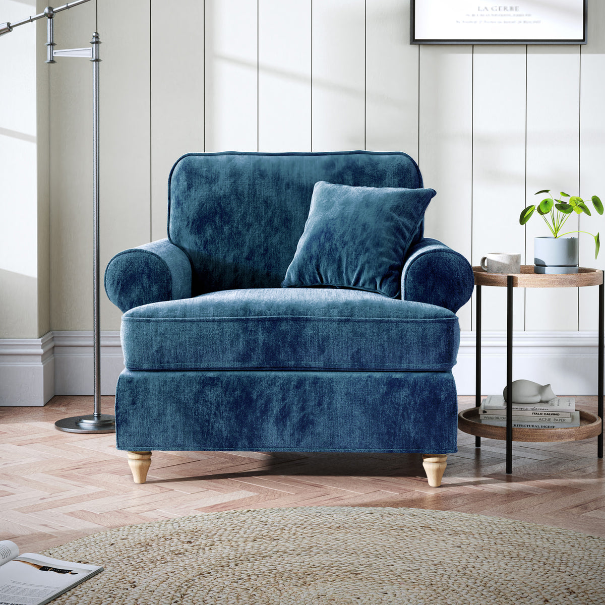 Alfie Armchair in Navy by Roseland Furniture