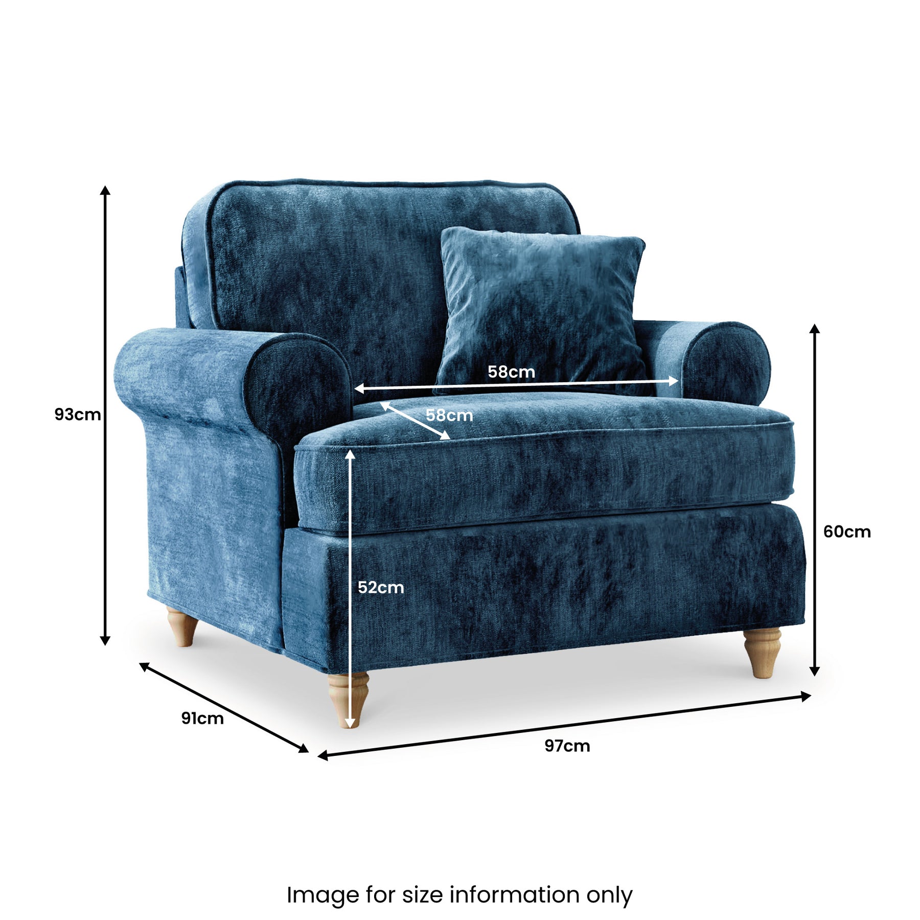 Alfie Armchair in Navy by Roseland Furniture