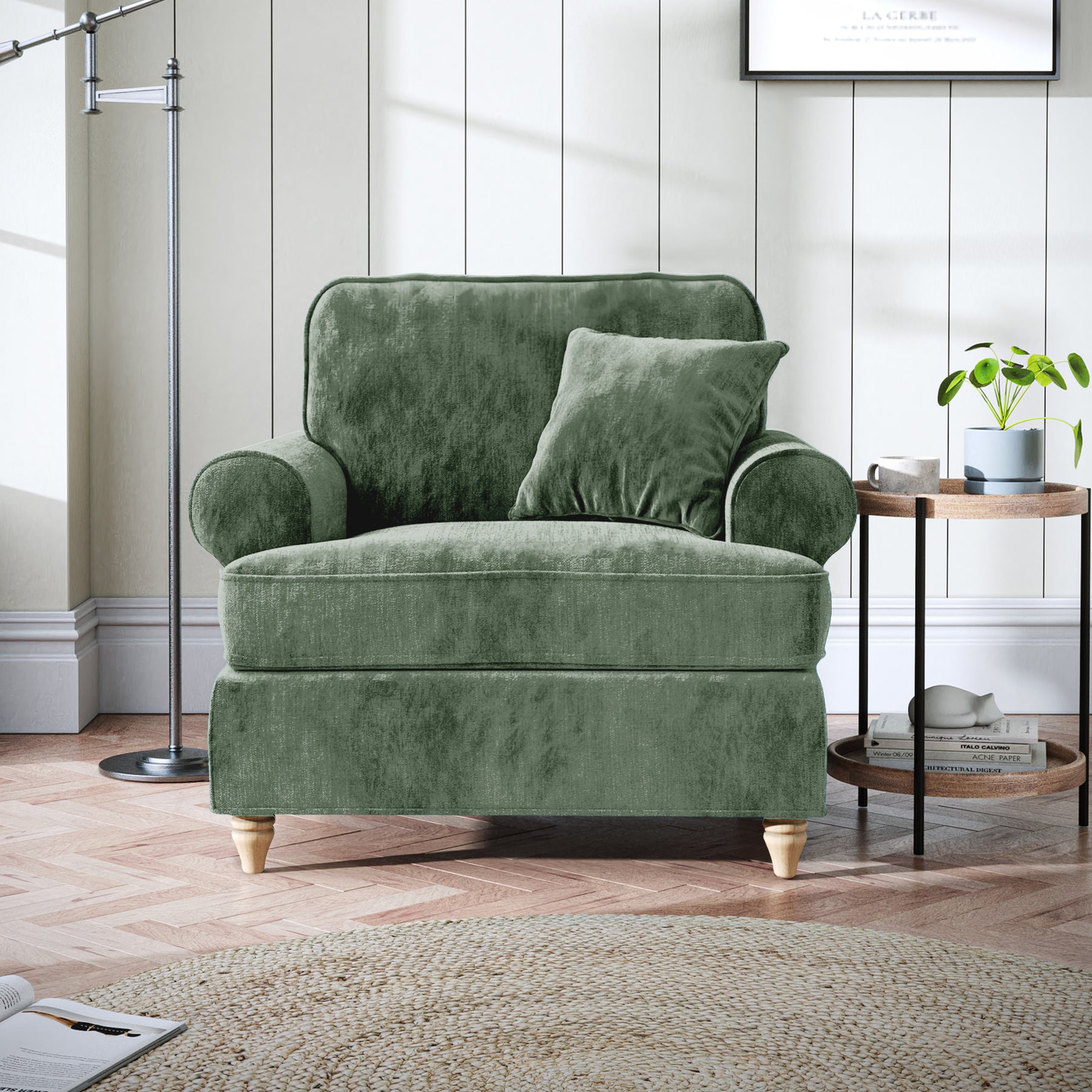 Alfie Armchair in Moss Green by Roseland Furniture
