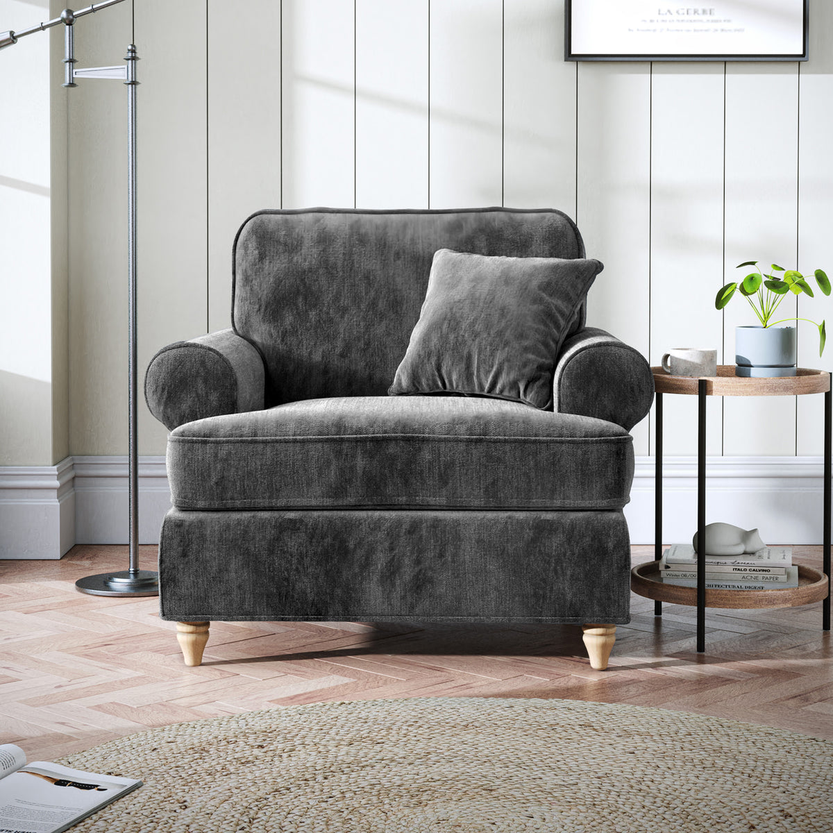 Alfie Armchair in Charcoal by Roseland Furniture