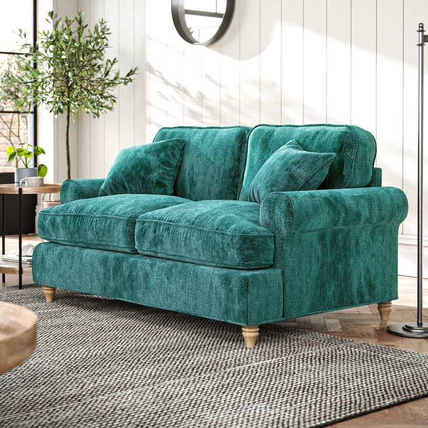 Alfie 2 Seater Sofa 8 Chenille Colours Made in the UK Roseland
