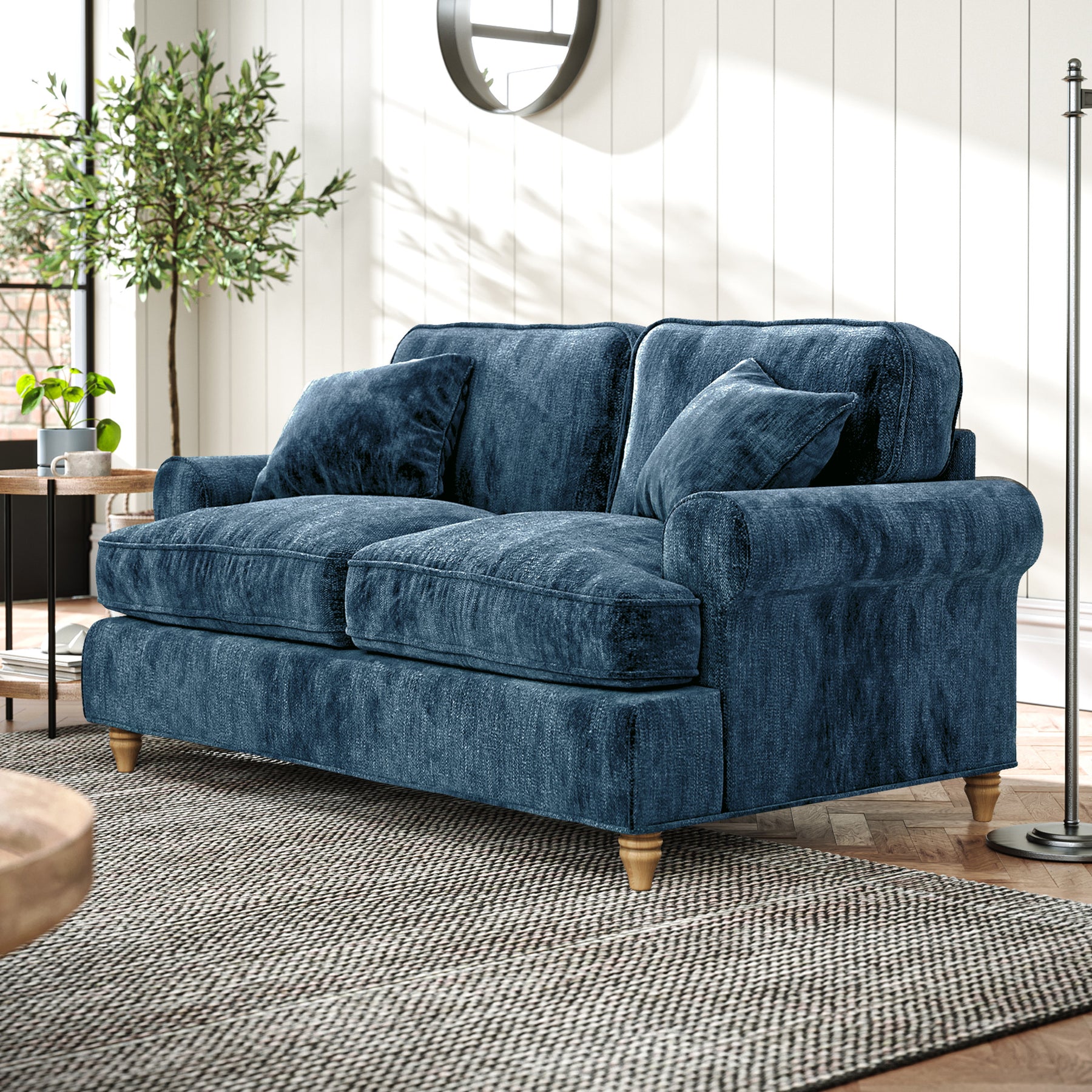 Alfie Navy Blue 2 Seater Sofa from Roseland Furniture