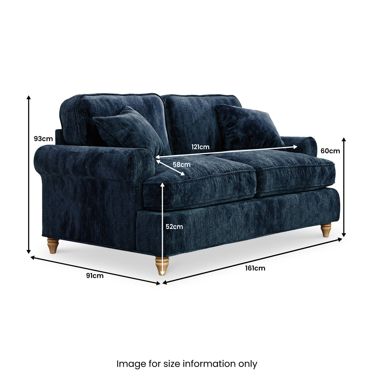 Alfie Navy Blue 2 Seater Sofa from Roseland Furniture