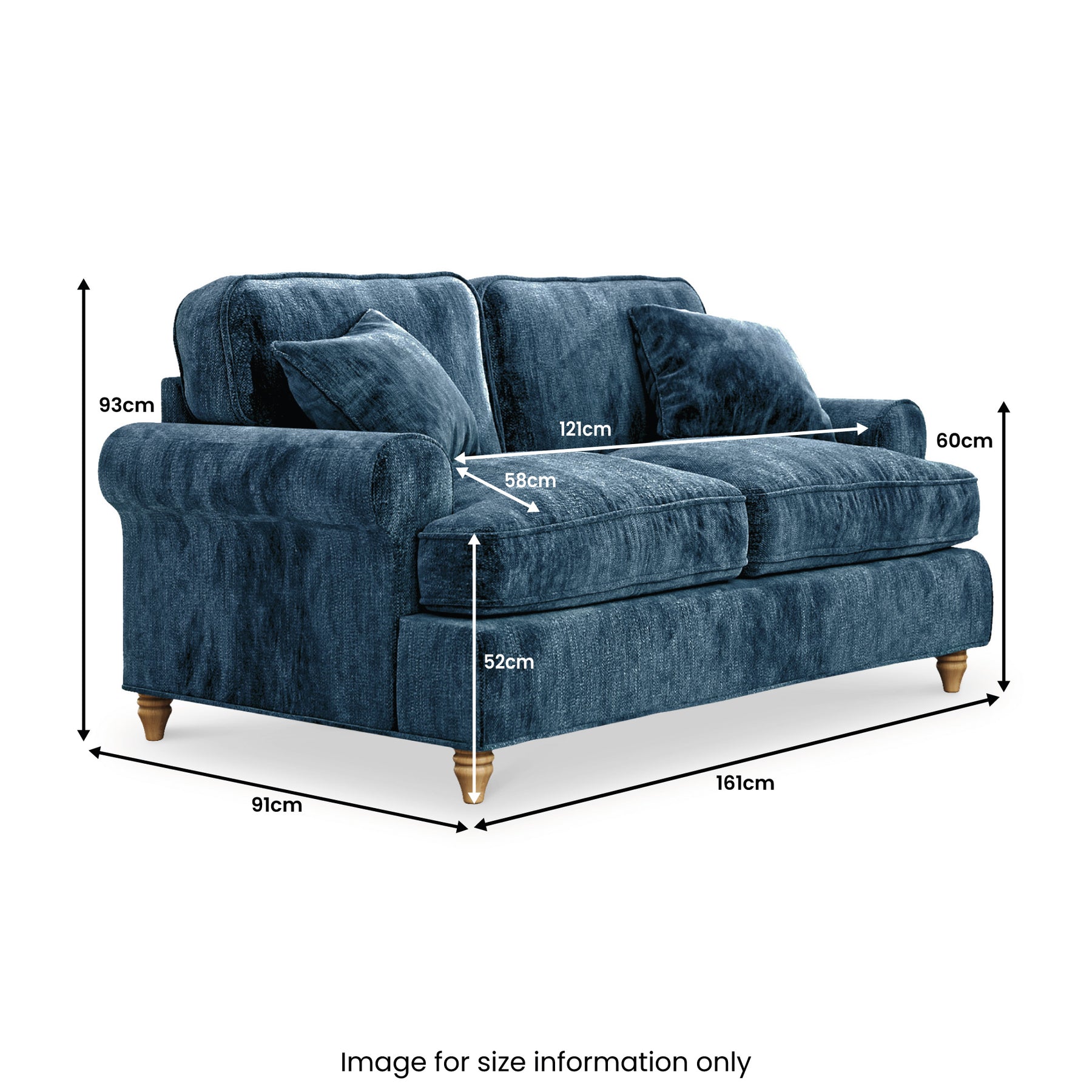 Alfie Navy Blue 2 Seater Sofa from Roseland Furniture