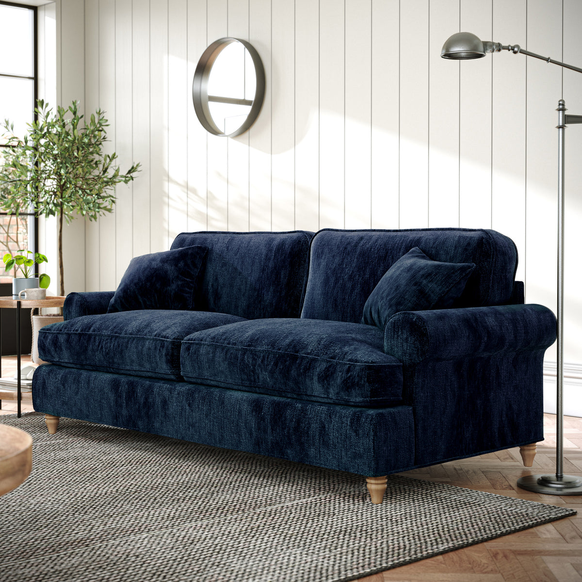 Alfie Navy Blue 3 Seater Sofa from Roseland Furniture