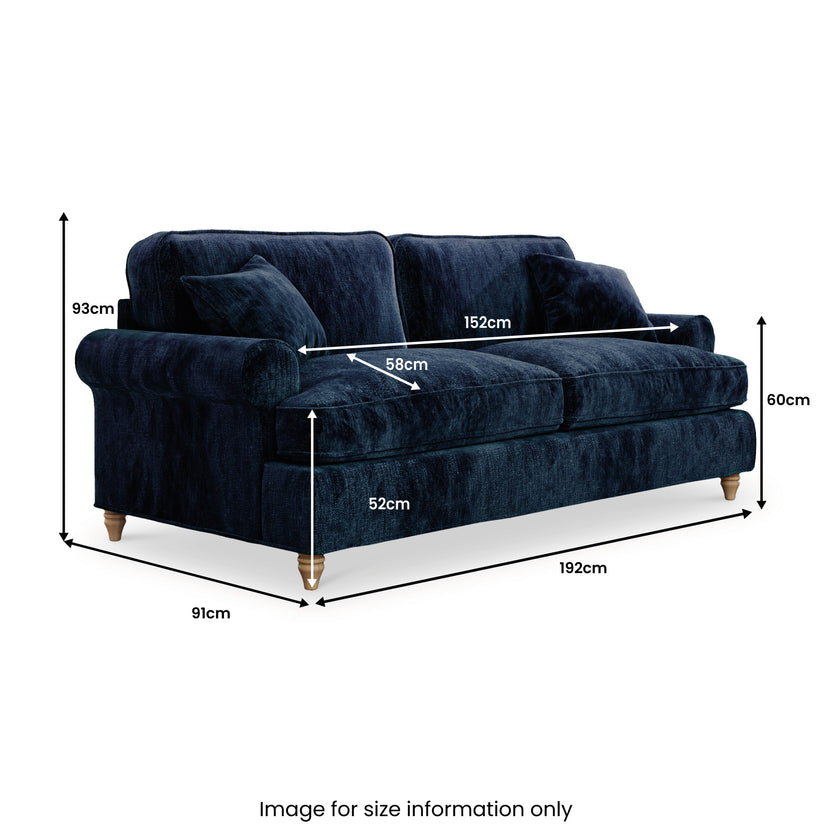 Alfie 3 Seater Sofa 8 Chenille Colours Made in the UK Roseland