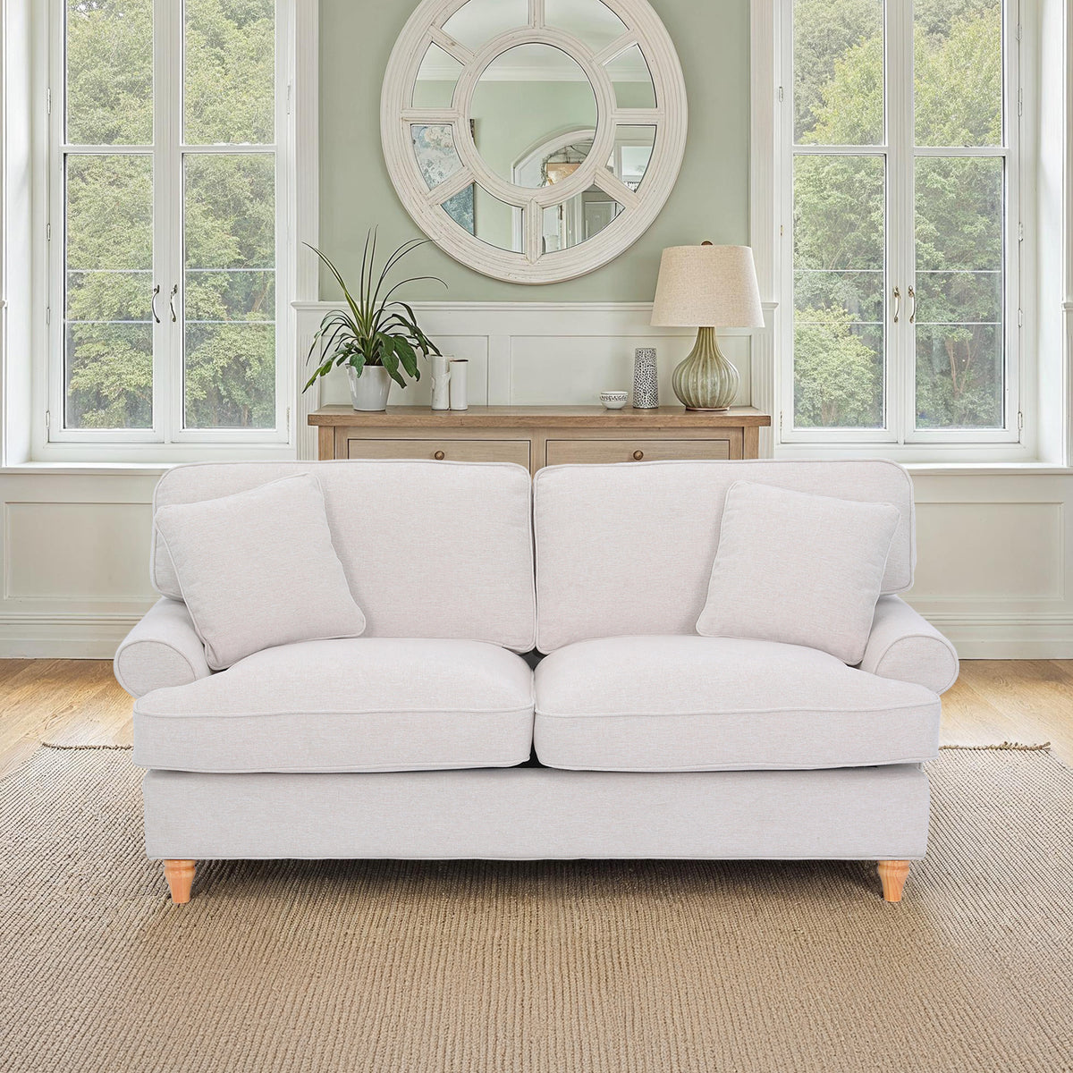 Alfie Woven 3 Seat Sofa Cream Front1 from Roseland Furniture
