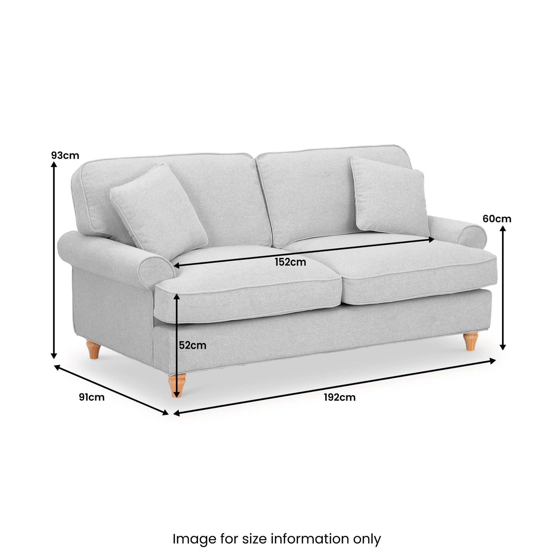 Alfie Woven 3 Seater Sofa dimensions
