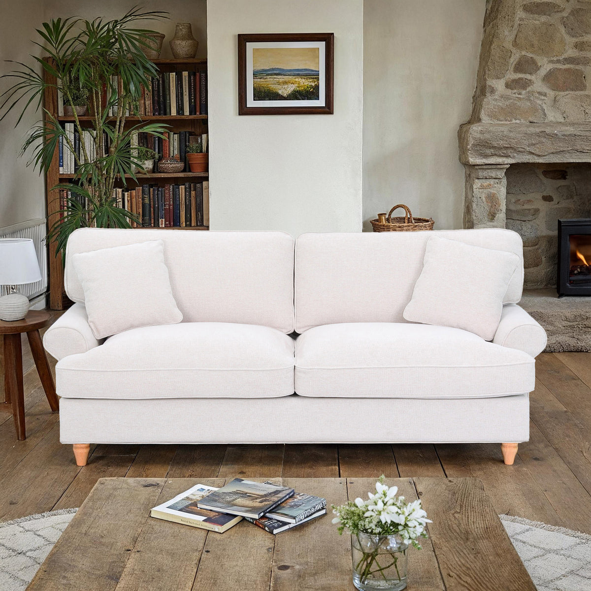 Alfie Woven Cream 4 Seater Sofa for living room from Roseland Furniture