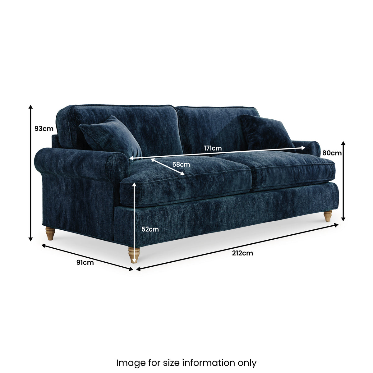 Alfie Navy 4 Seater Sofa from Roseland Furniture