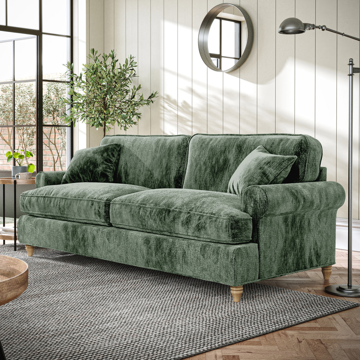 Alfie Blush Moss Green 4 Seater Sofa from Roseland Furniture