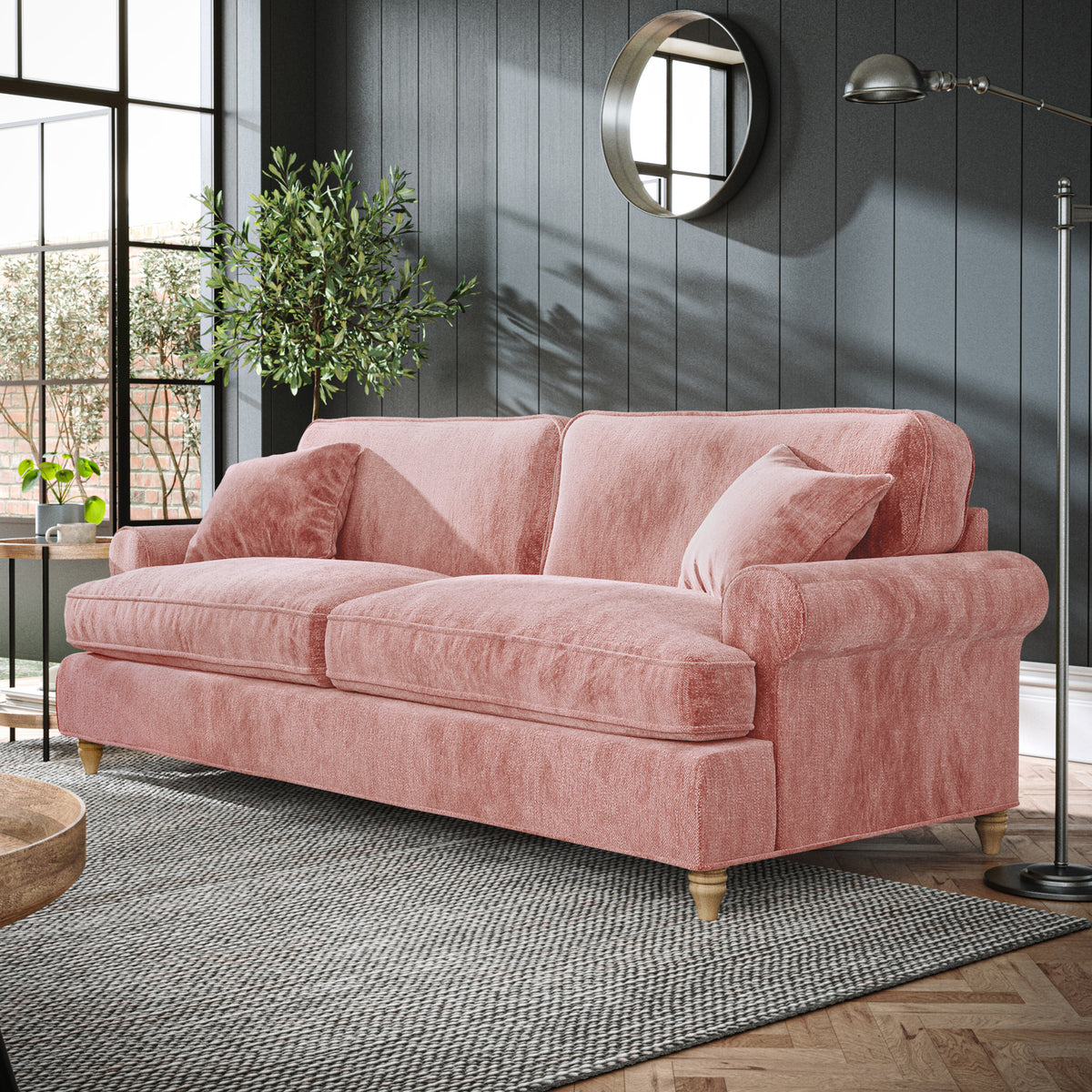 Alfie Blush Pink 4 Seater Sofa from Roseland Furniture