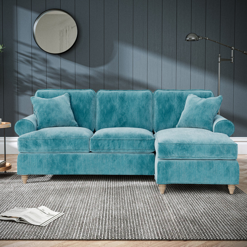 Alfie Chaise Sofa 8 Chenille Colours Made in the UK Roseland