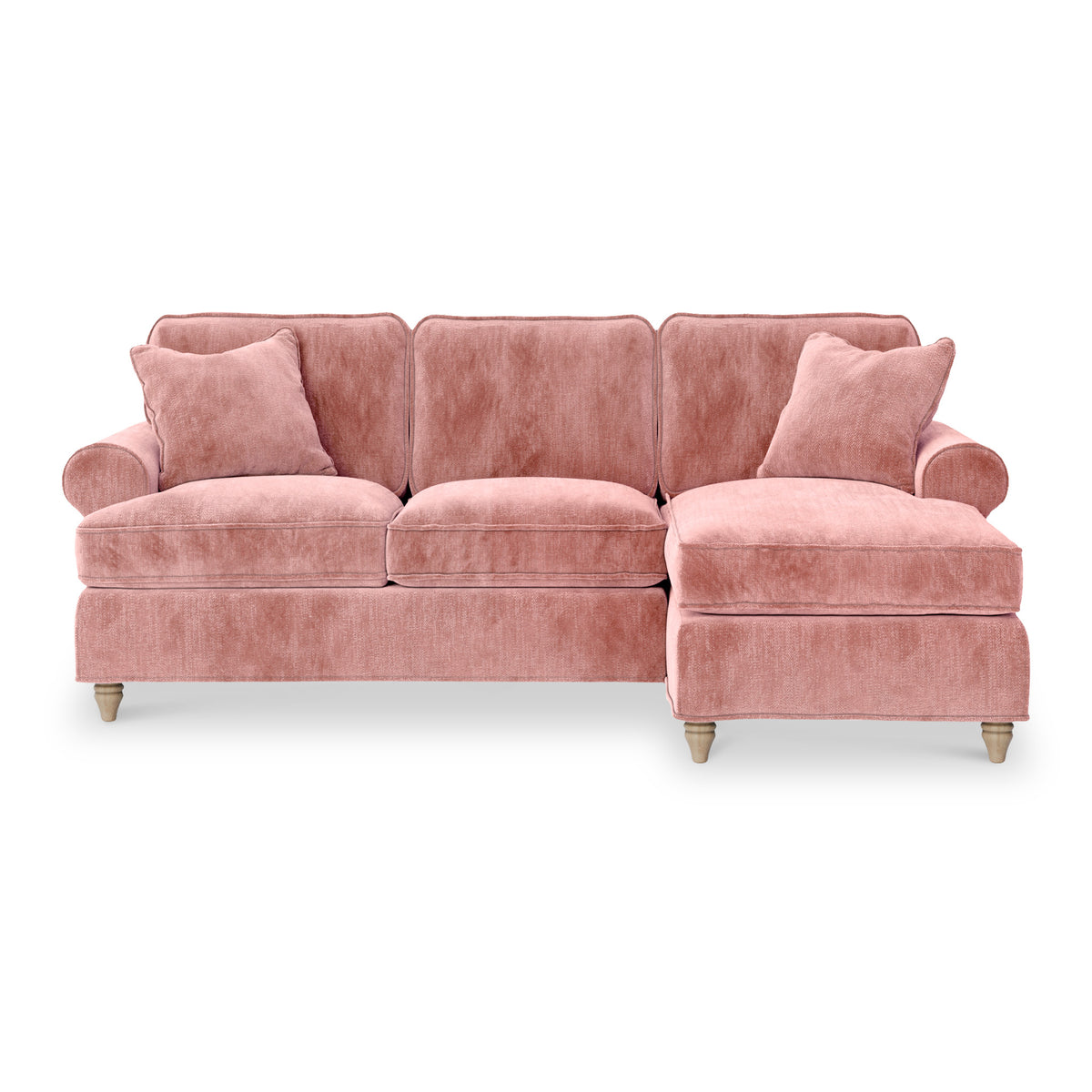 Alfie Chaise Sofa in Blush Pink  by Roseland Furniture