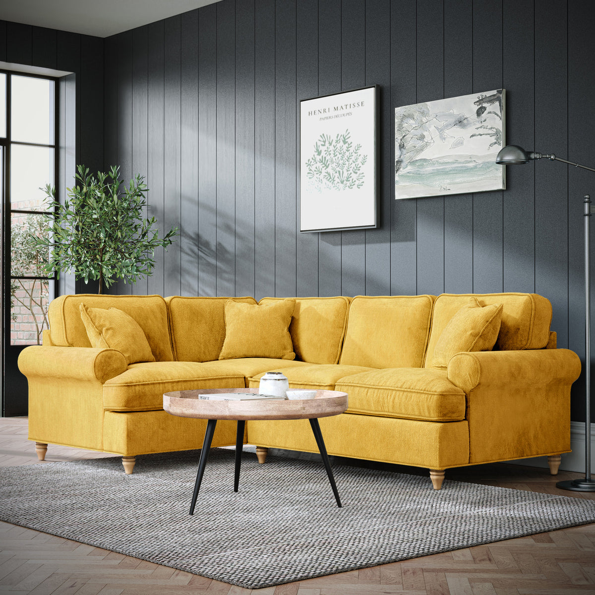 Alfie Gold Corner Sofa from Roseland Furniture