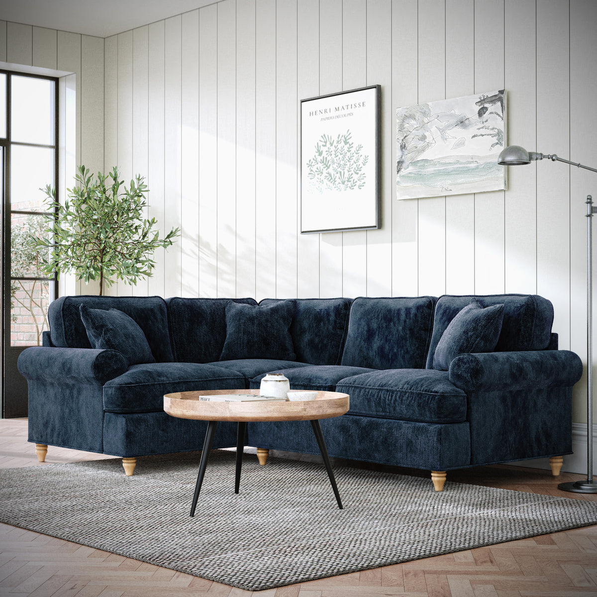 Alfie Navy Corner Sofa from Roseland Furniture