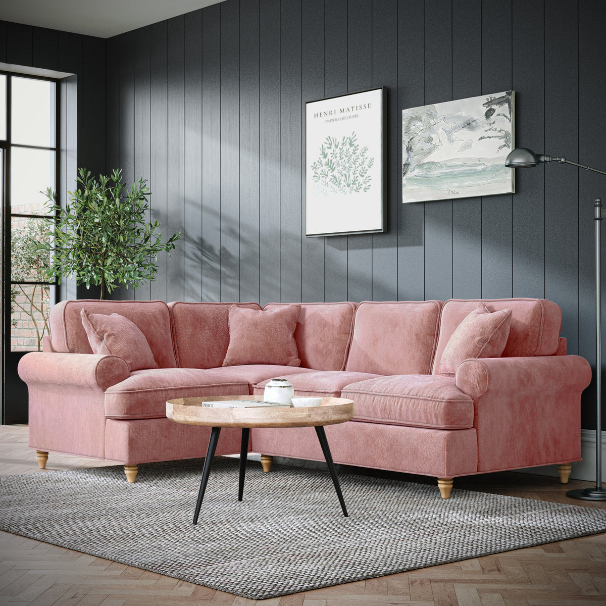 Alfie Plum Corner Sofa from Roseland Furniture