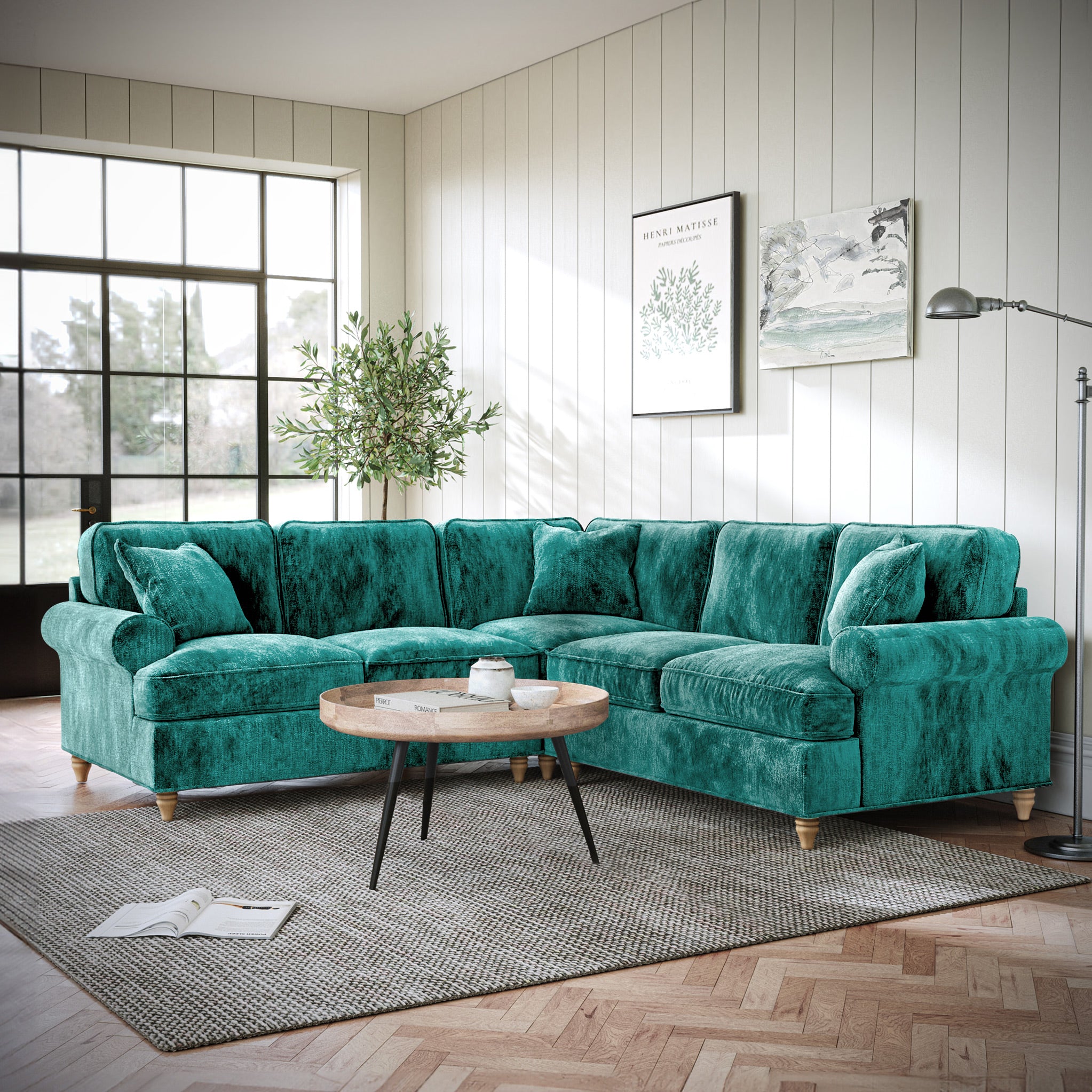 Alfie Large Corner Sofa 8 Chenille Colours Express Delivery Roseland