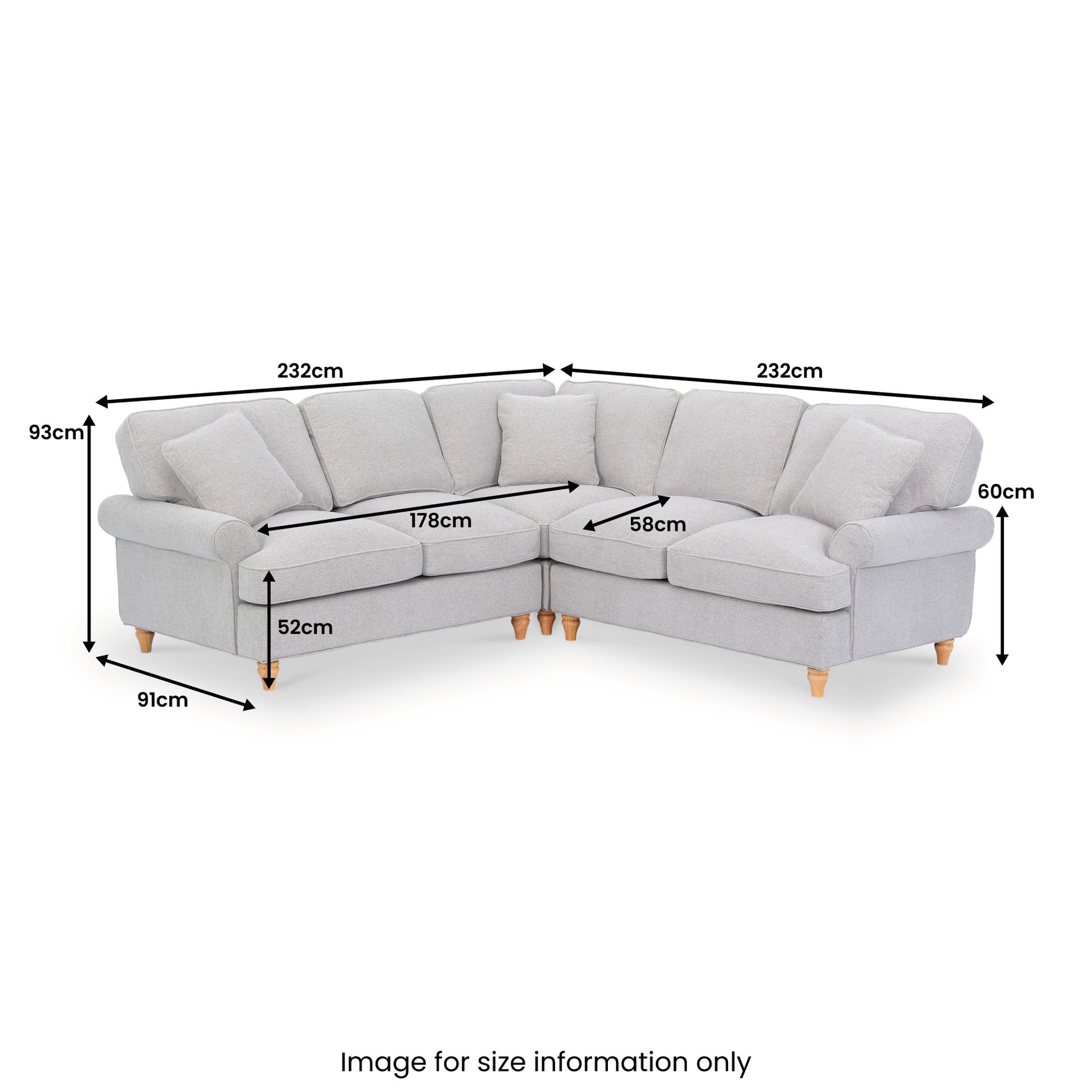 Alfie Woven Large Corner Sofa dimensions
