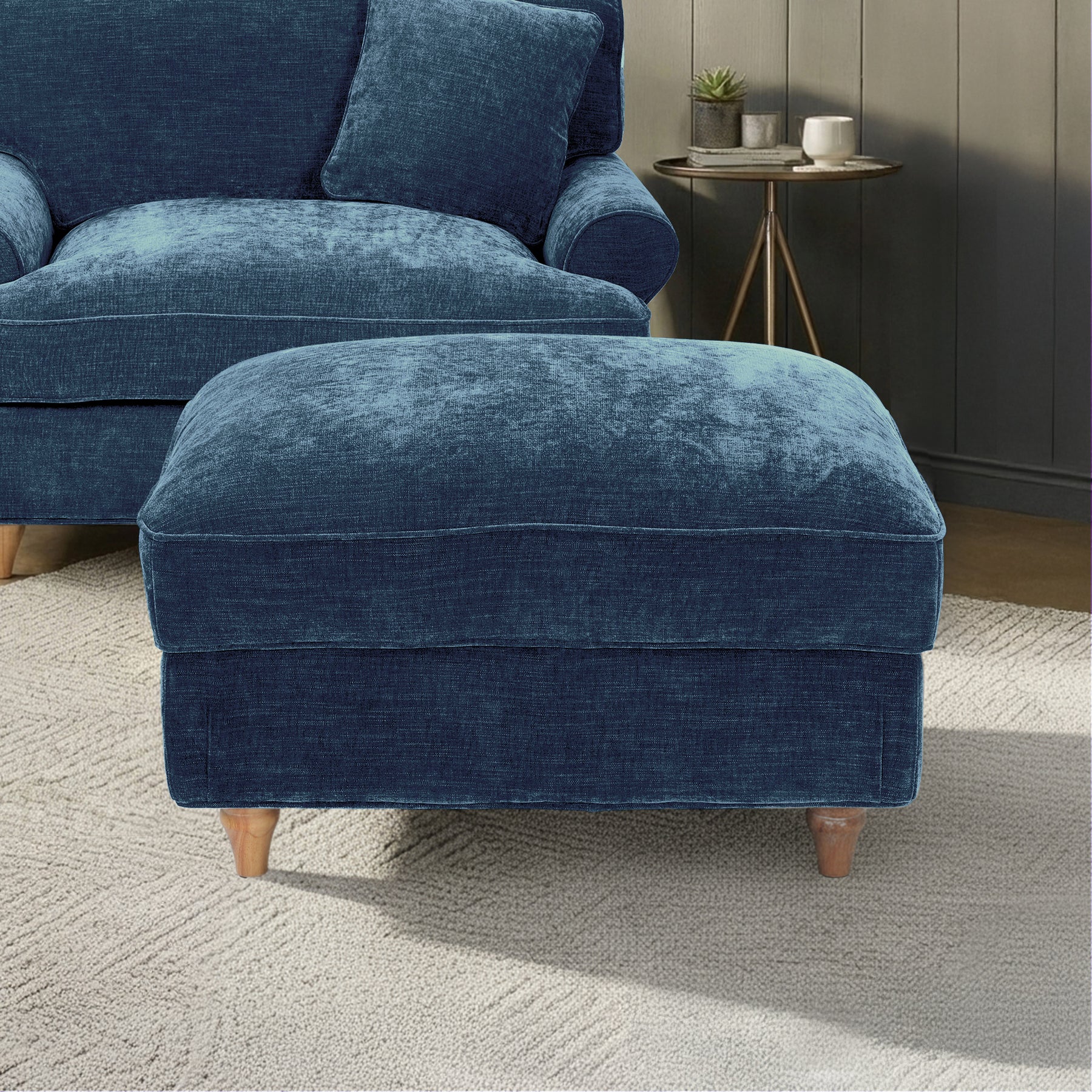 Alfie XL Footstool Navy from Roseland Furniture
