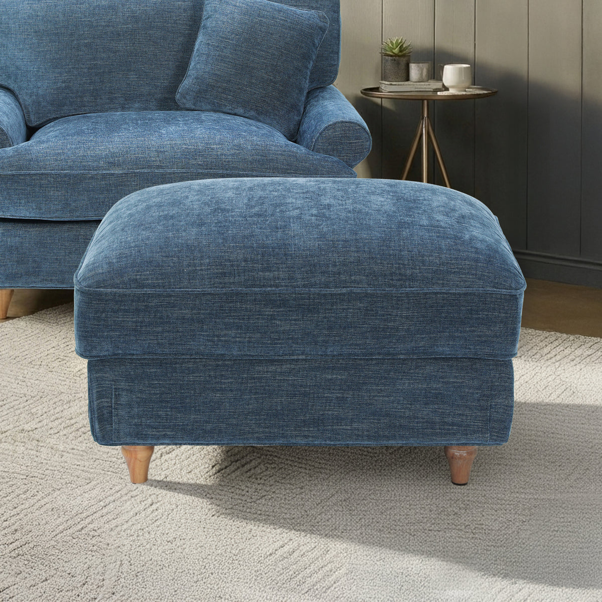 Alfie XL Footstool Navy from Roseland Furniture