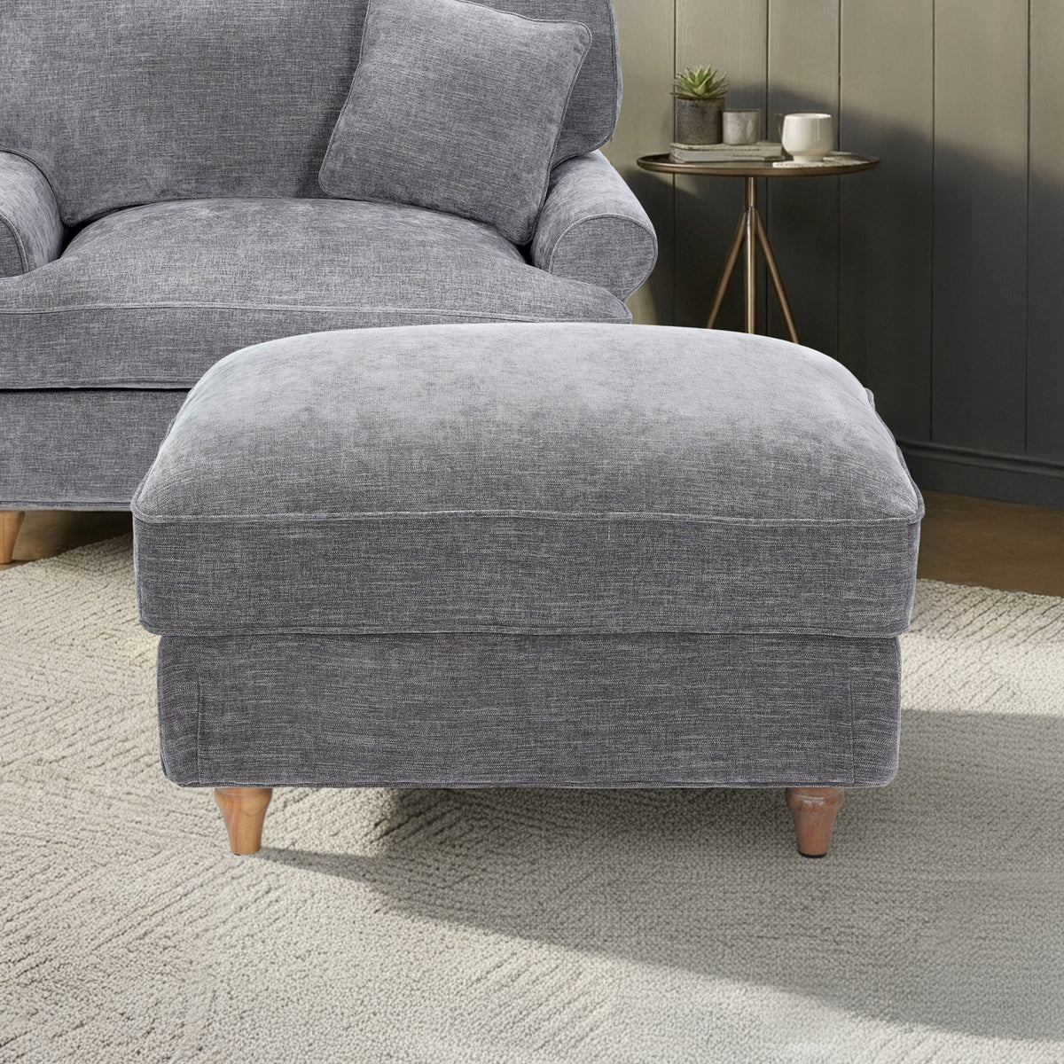 Alfie XL Footstool Charcoal from Roseland Furniture