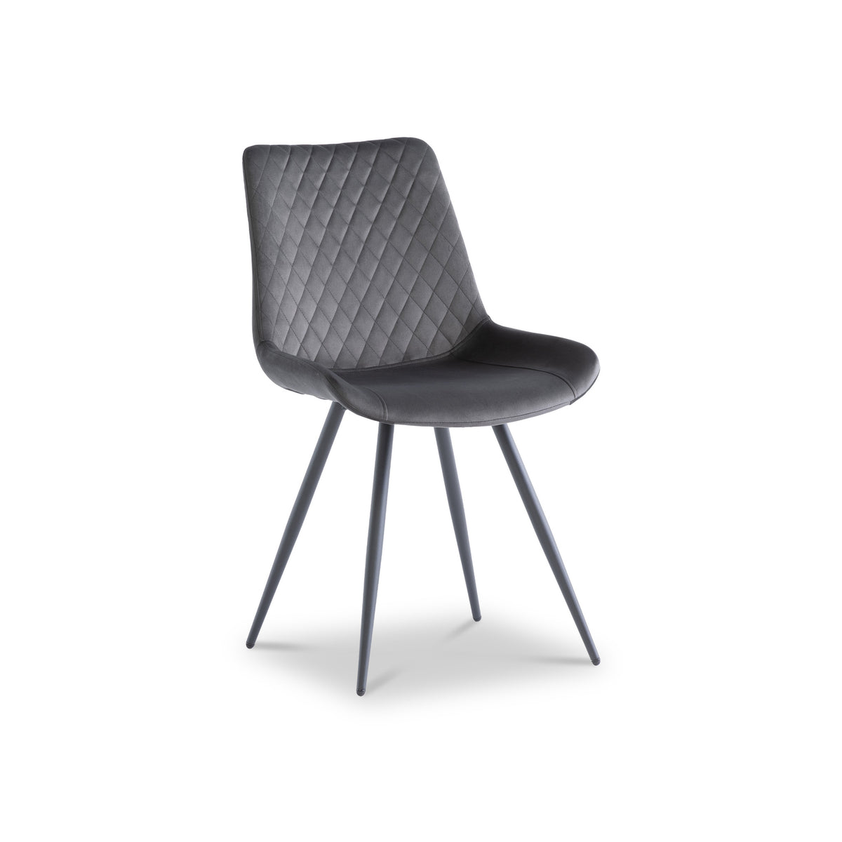 Xavi Graphite Grey Velvet Quilted Back Dining Chair from Roseland Furniture
