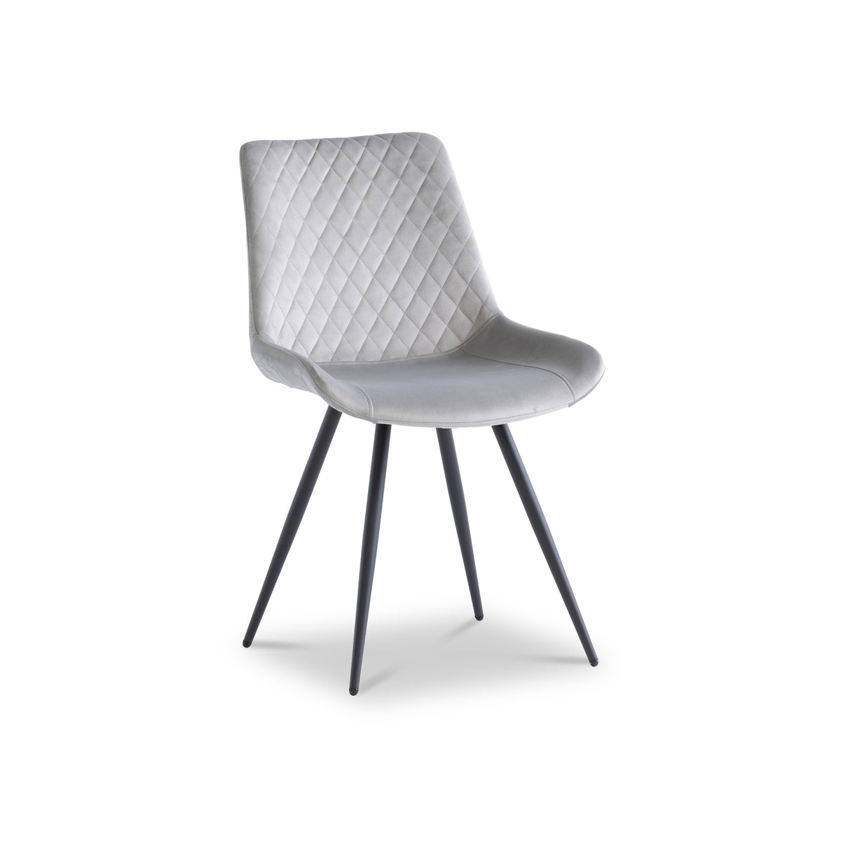 Xavi Silver Velvet Quilted Back Dining Chair from Roseland Furniture