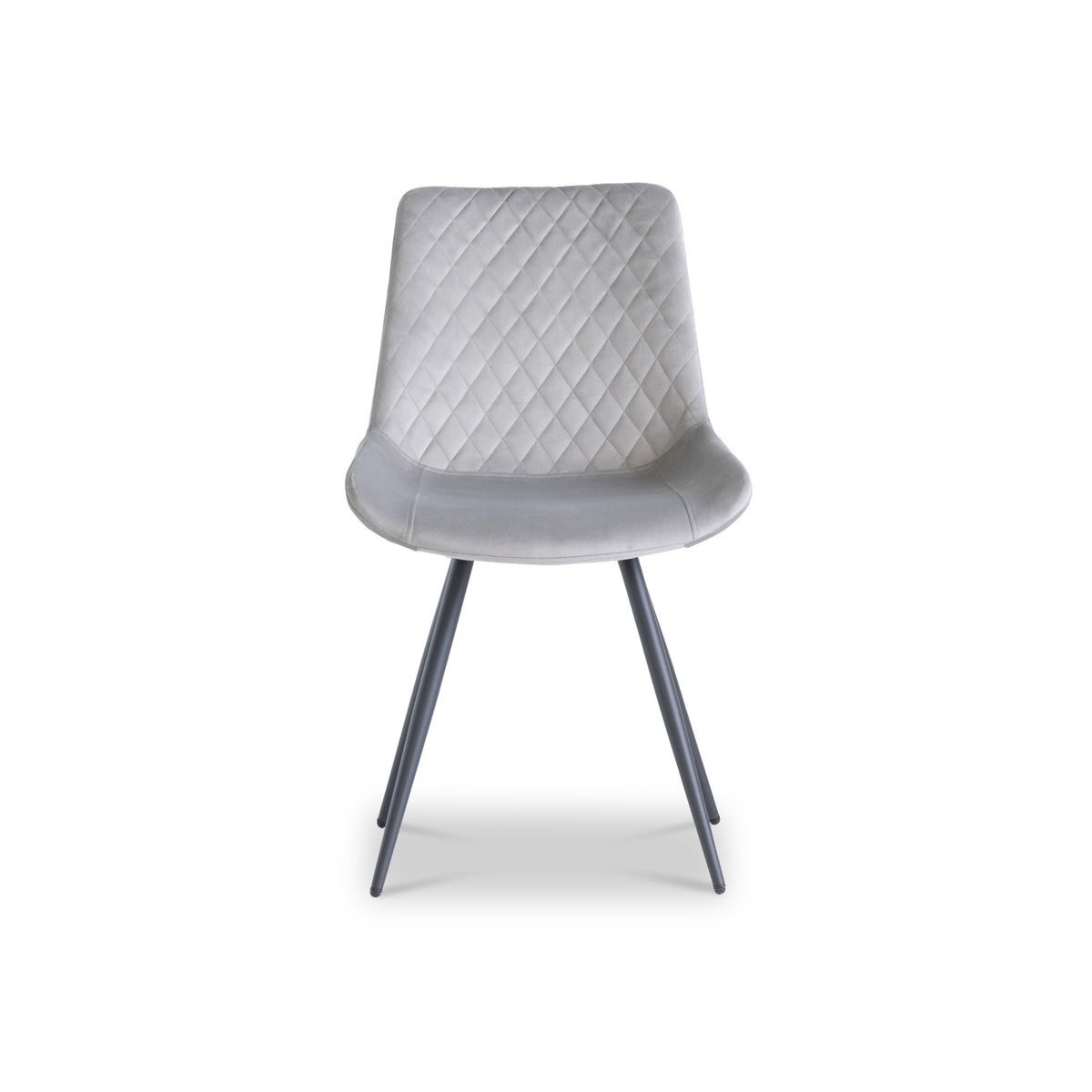 Xavi Silver Velvet Quilted Back Dining Chair