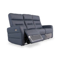 Harlem Blue Leather Electric Reclining 3 Seater couch