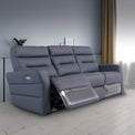 Harlem Blue Leather Electric Reclining 3 Seater Sofa for living room